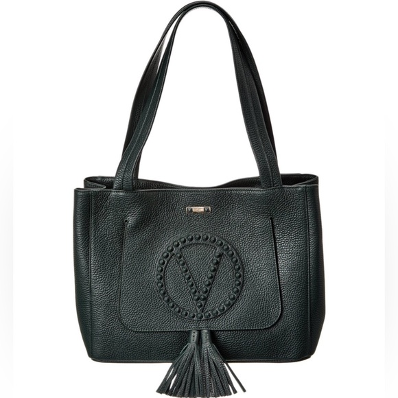 Valentino Estelle Rock Studded Pebbled Leather Black Tote Shoulder Bag - Picture 1 of 14